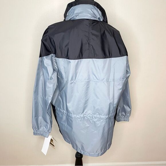 Columbia Minjin Rain Jacket Windbreaker Packable Hood Blue Gray New Medium - Picture 7 of 15